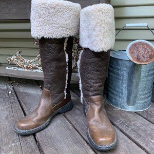 Born Shearling Brown Leather Boots | Size 8